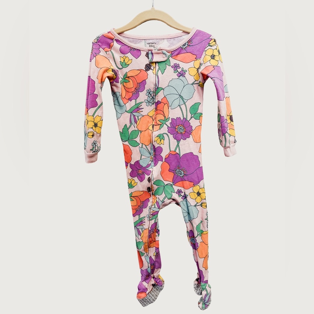 CARTERS | Colorful Floral Footie Pajamas | 24m